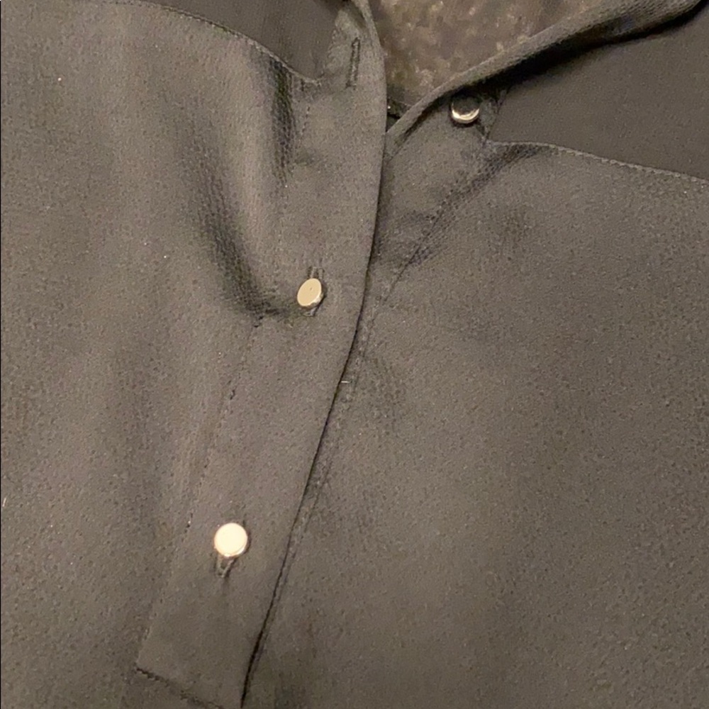 Bebe Cropped Half-Sheer Button Up - Picture 3 of 6